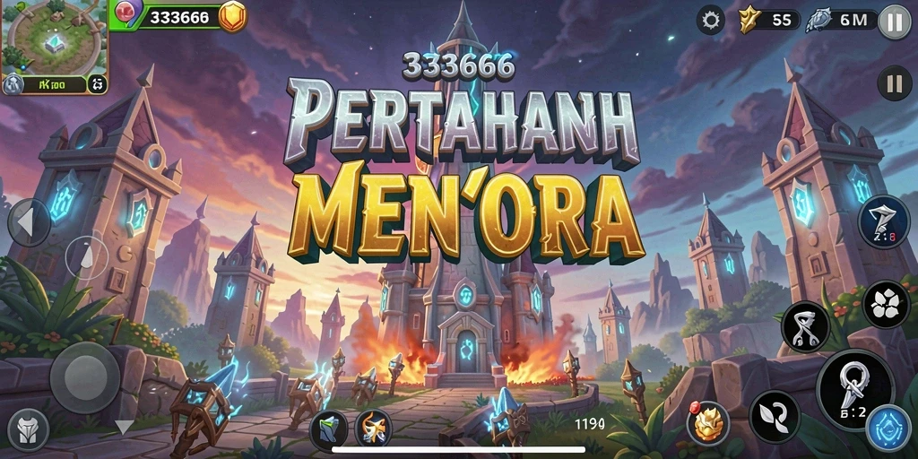 Tampilan gameplay menara pertahanan yang mendebarkan di 333666.