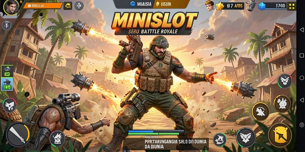 Tampilan gameplay seru dari MINISLOT dalam pertarungan Battle Royale.