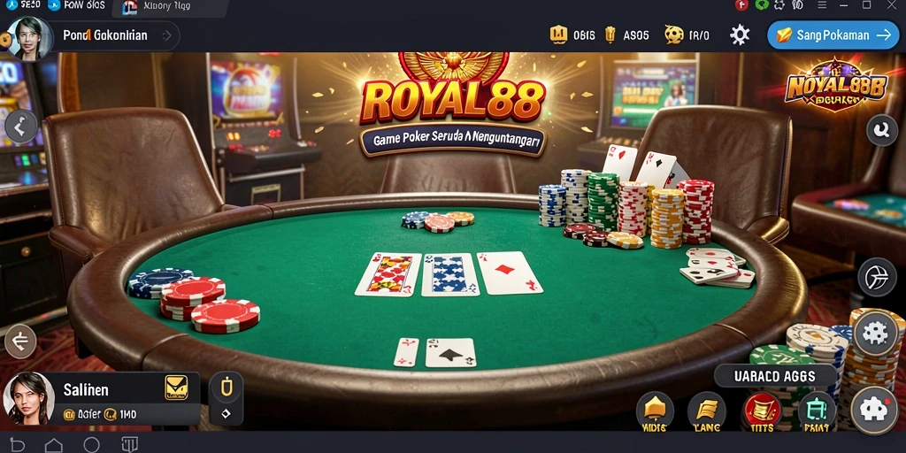 Tampilan gameplay Poker yang seru dan menegangkan di ROYAL88.